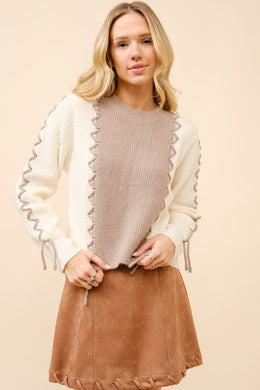 B.B. Lace Up Crewneck