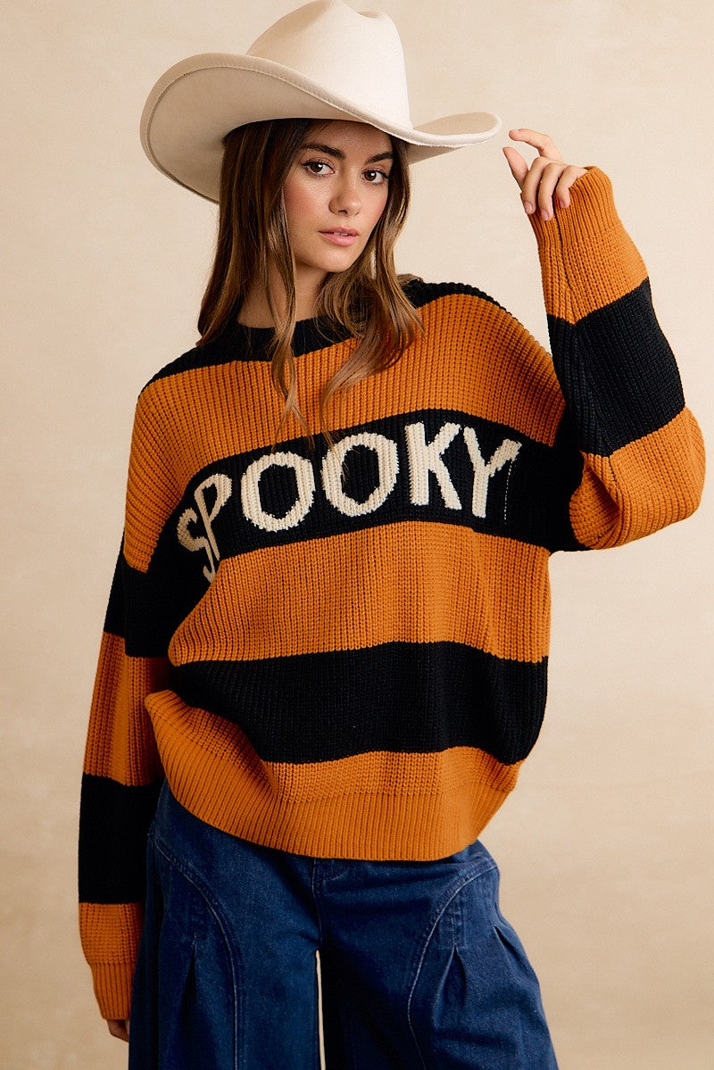 BB Spooky Stripe Knit Pullover Sweater