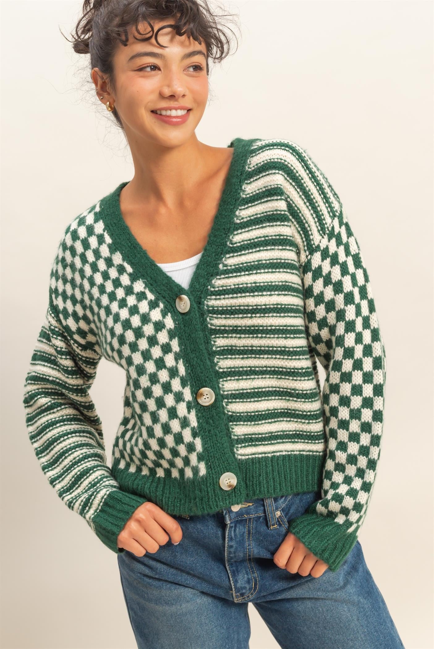 HF Stripe & Check Cardigan