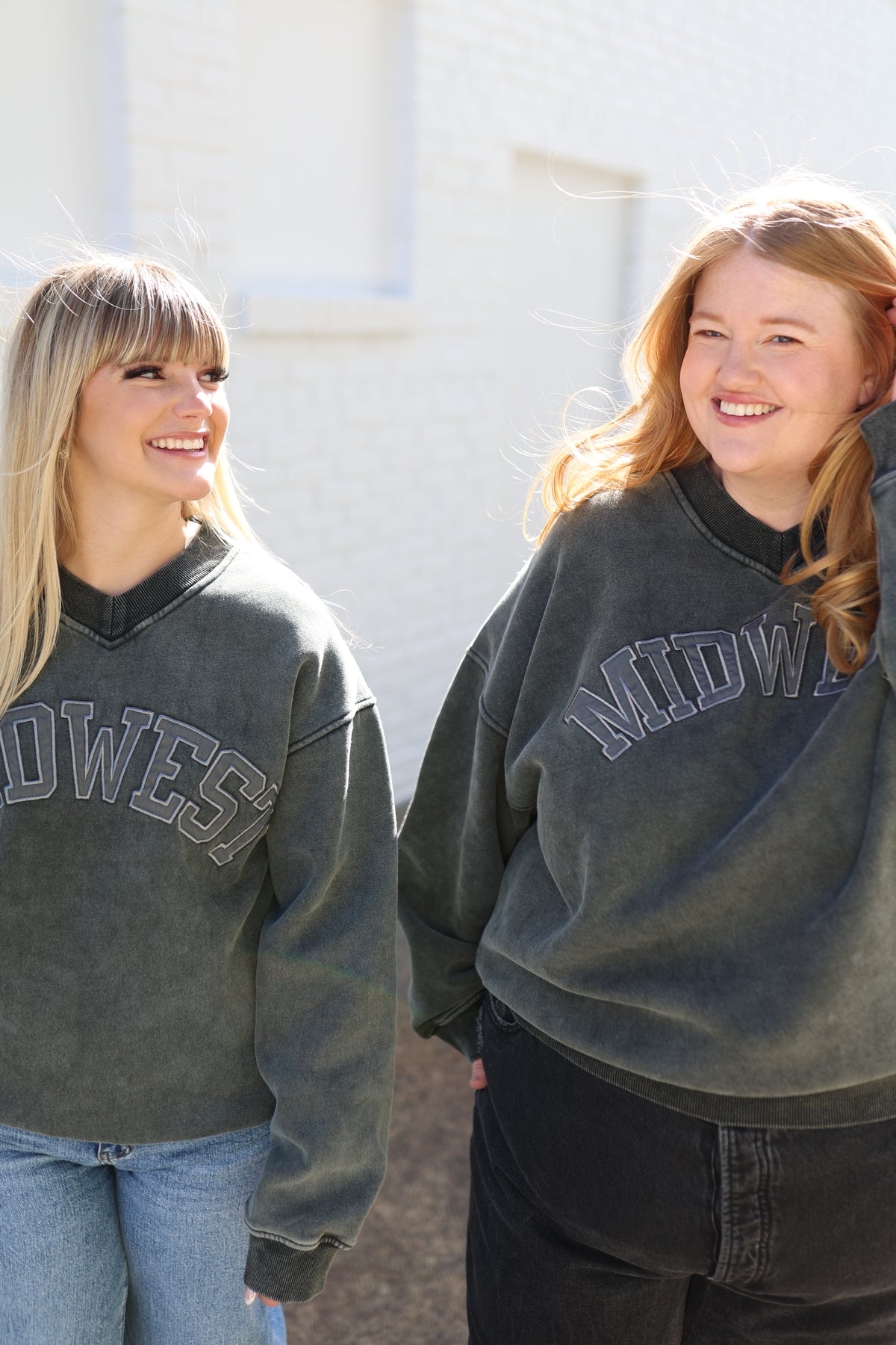 Charcoal Midwest Vneck Crewneck