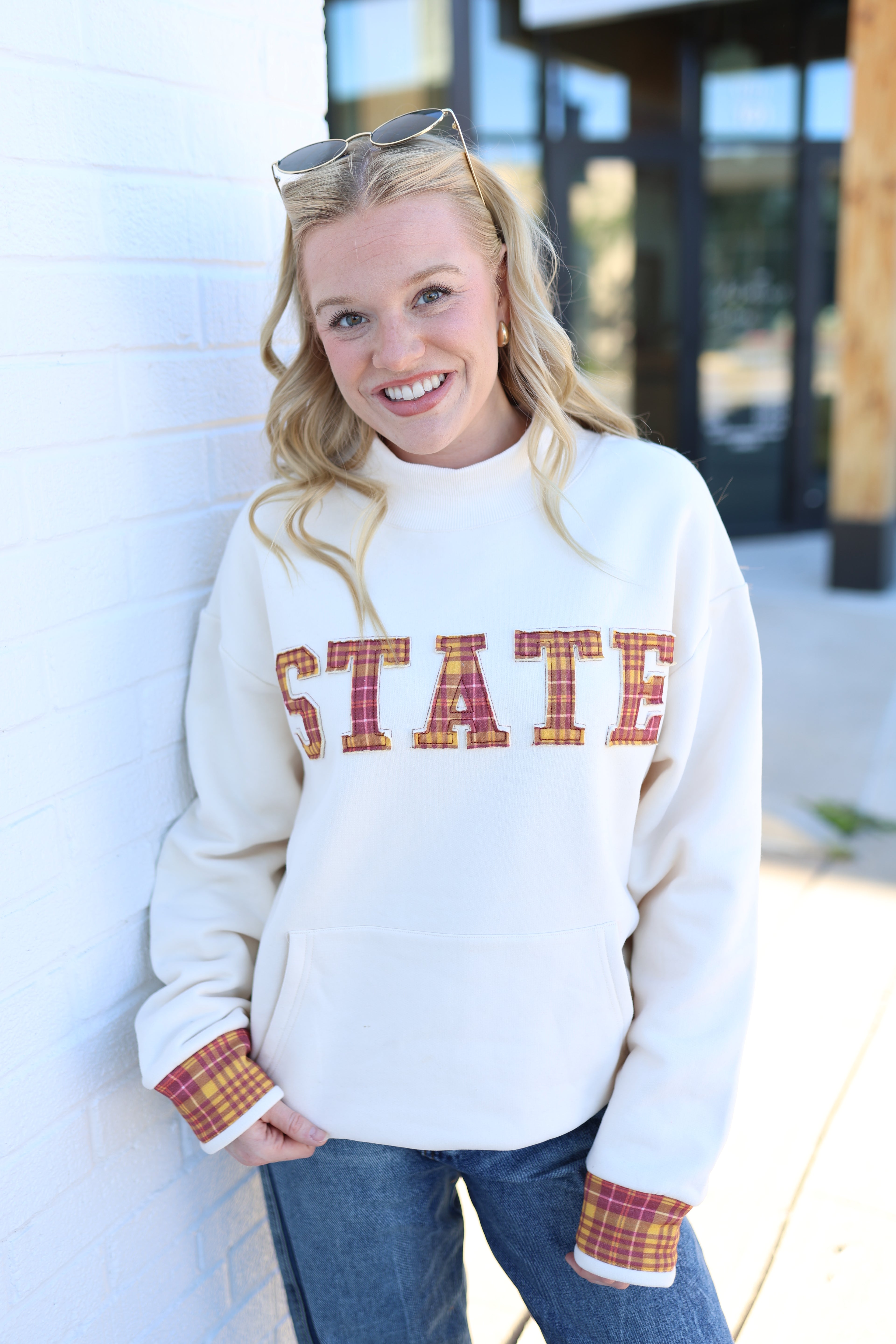 State Plaid Mockneck