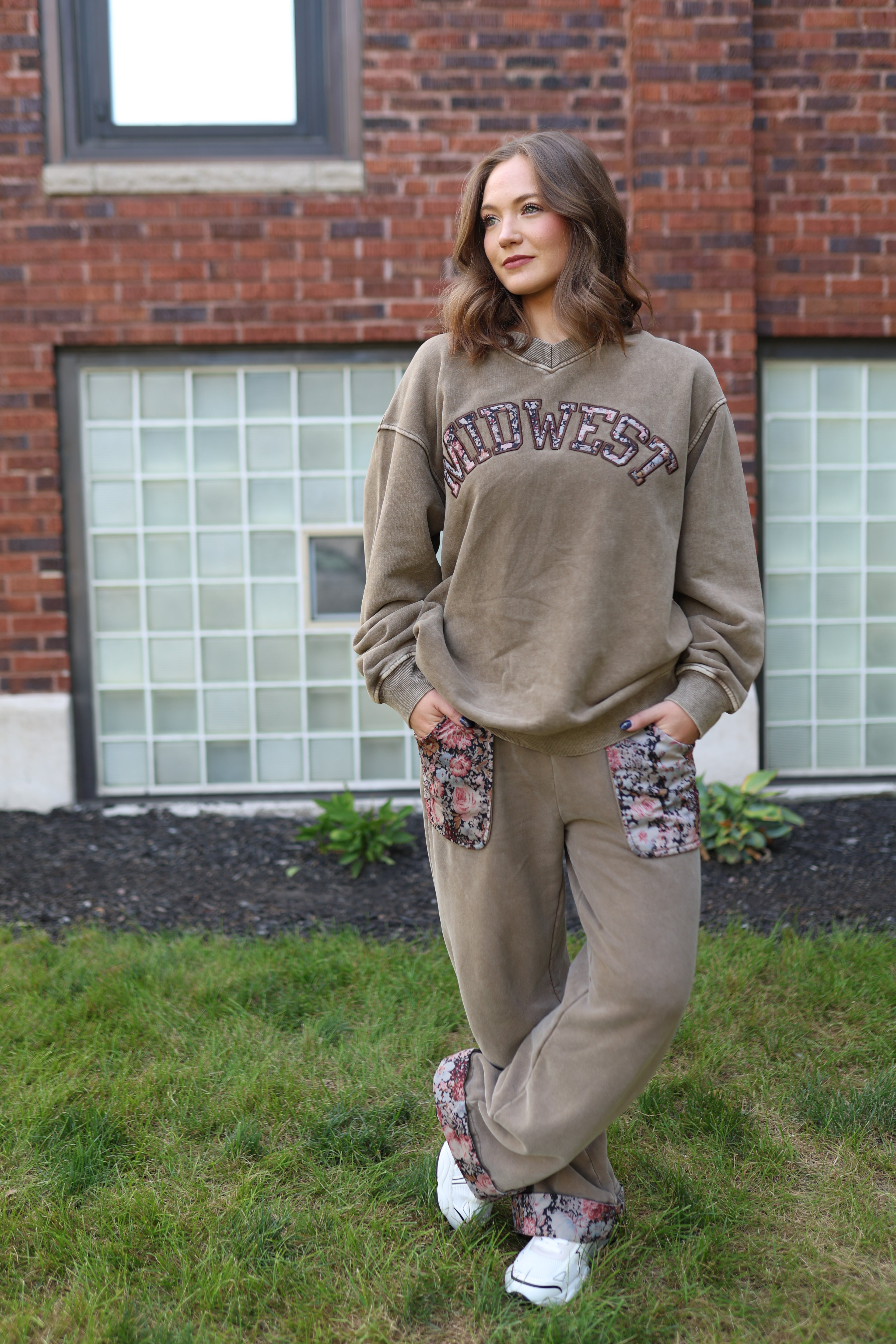 Brown Floral Sweatpants