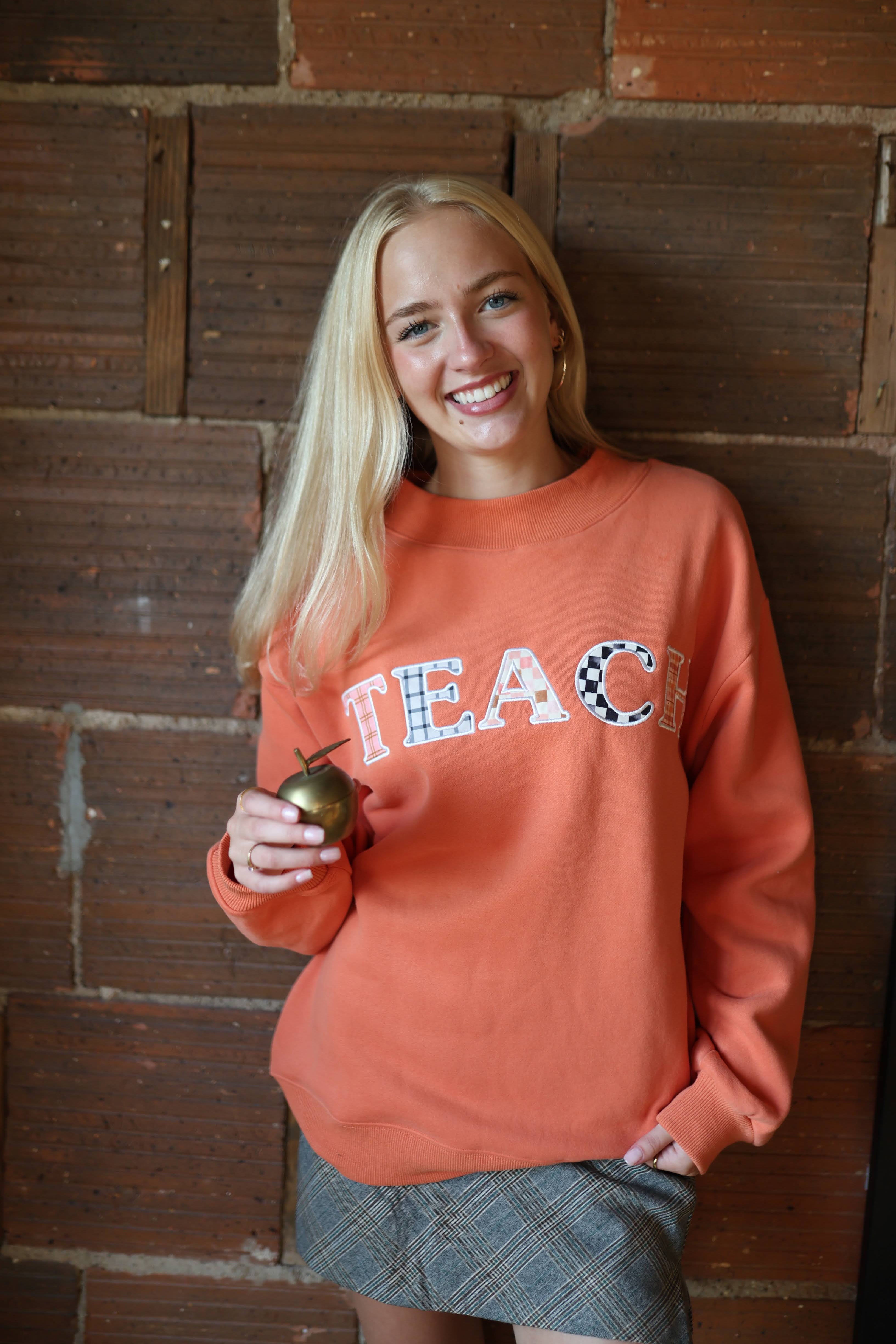 Fall Embroidered Teach Mockneck
