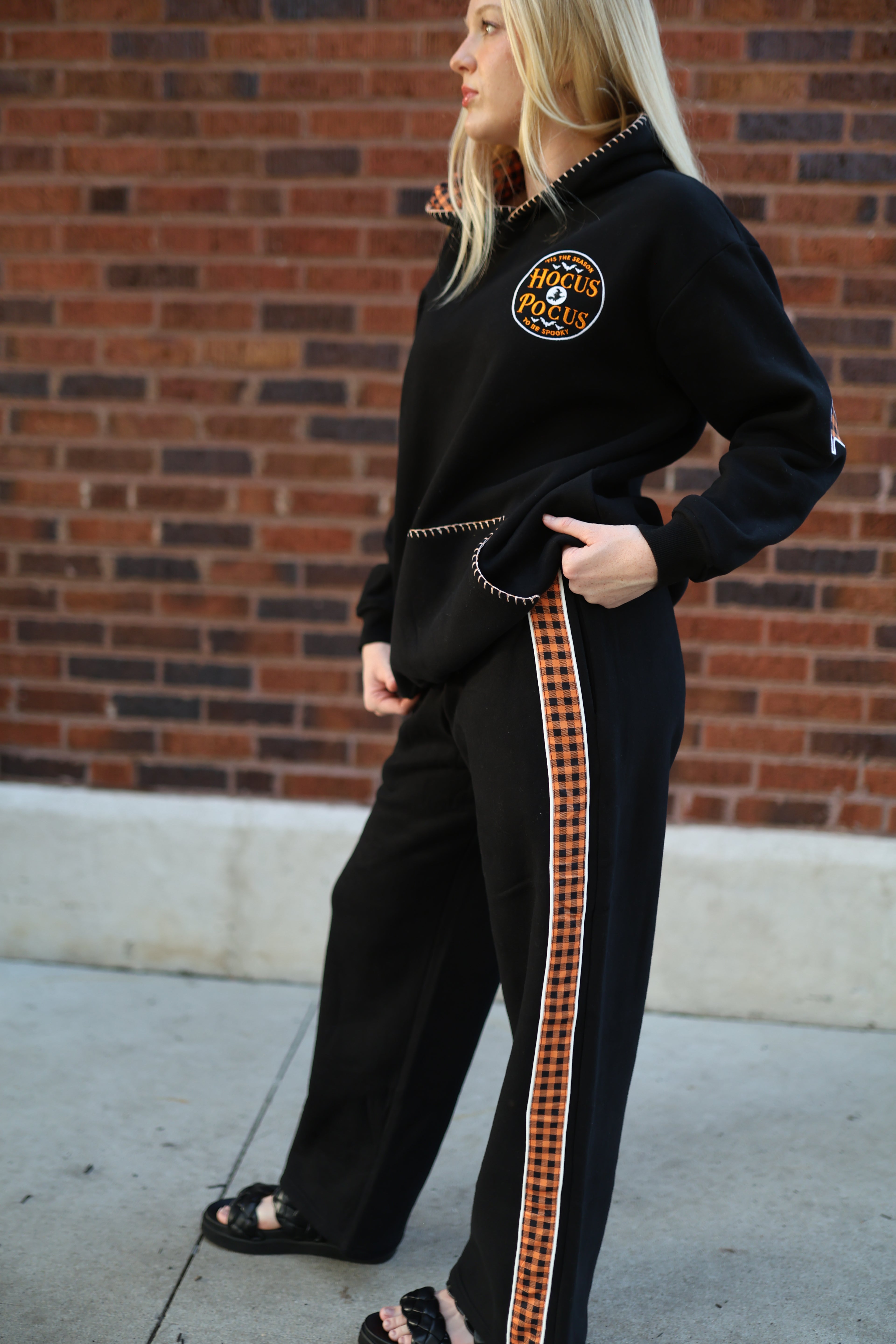 Black/Orange Gingham Pants