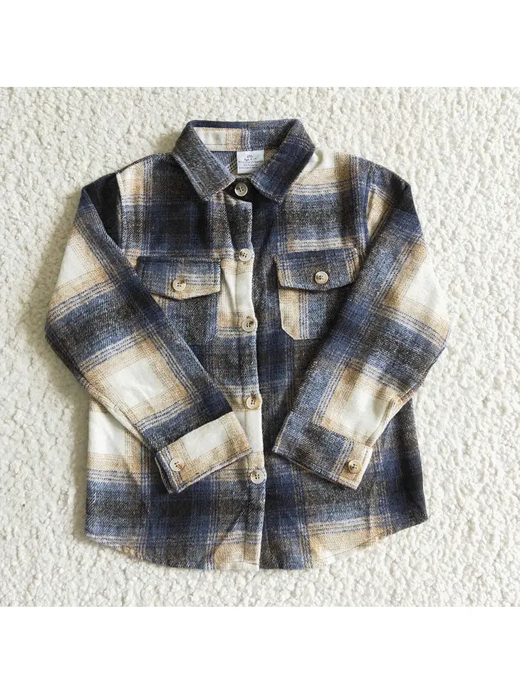 Kids Navy Plaid Flannel