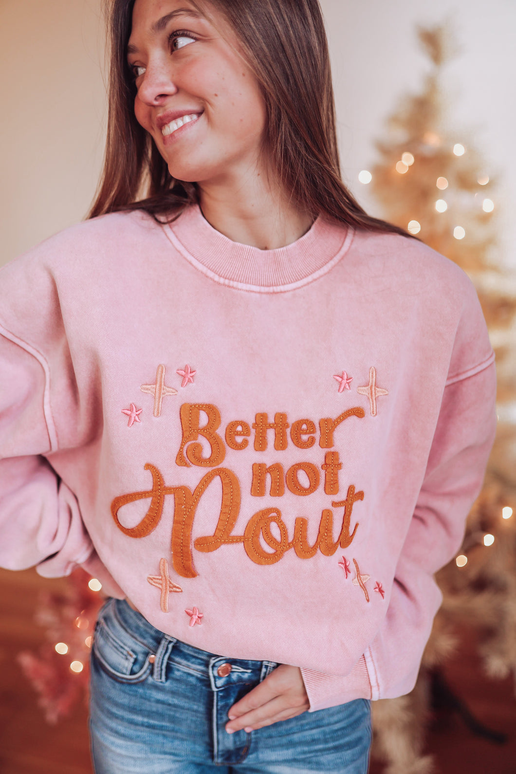 Embroidered Better Not Pout Crewneck