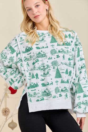 MS Toile Print Sweater