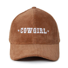 Load image into Gallery viewer, DY Corduroy Cowgirl Baseball Hat