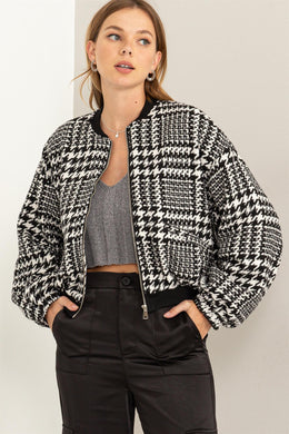 HF Black Houndstooth Bomber