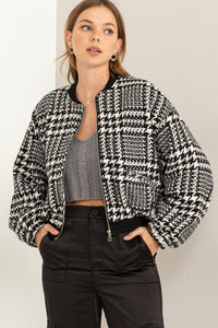 HF Black Houndstooth Bomber