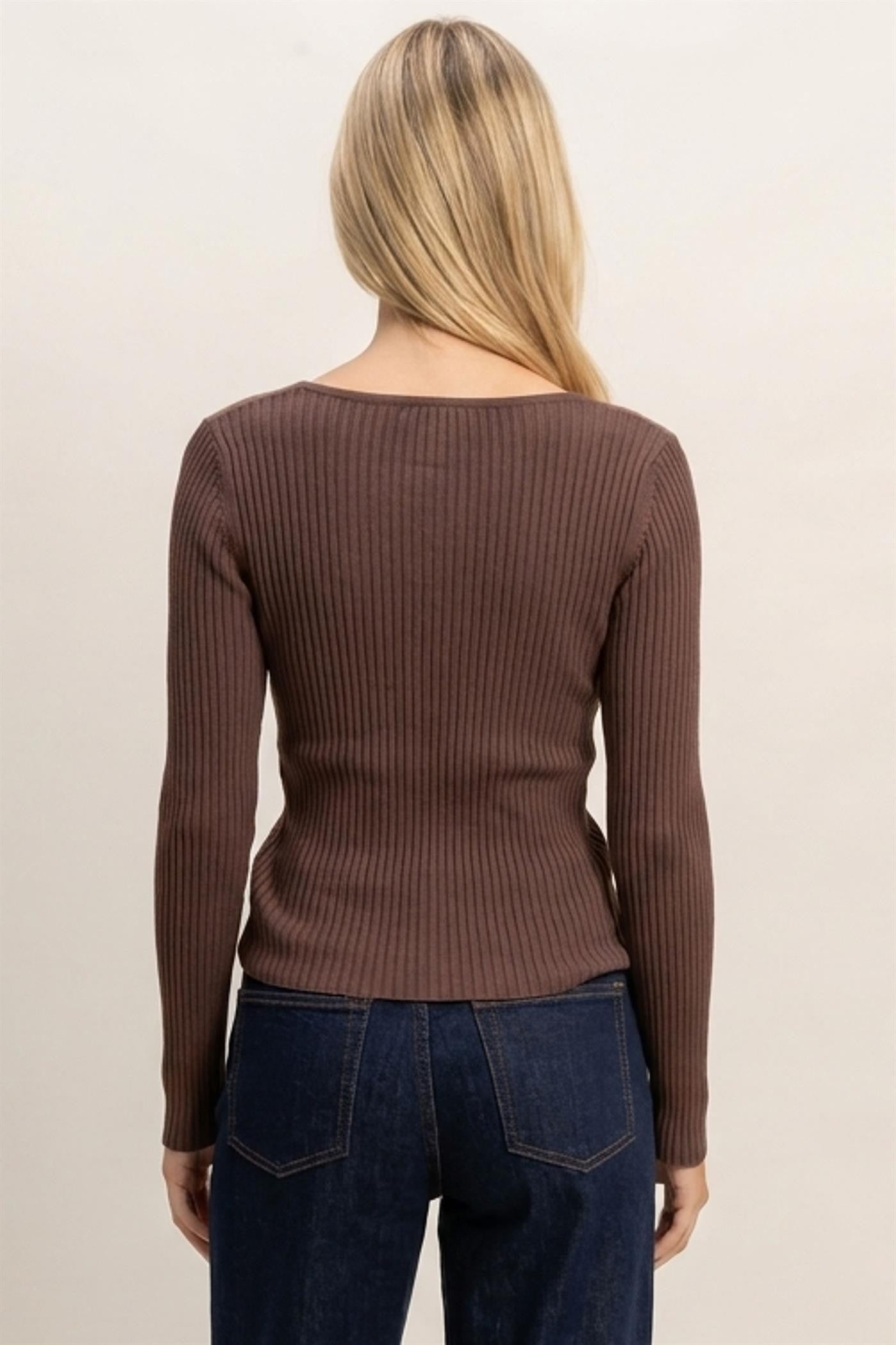 HF Ribbed Button Front Cardigan