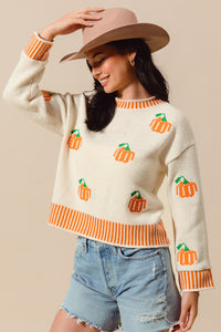 SM Embroidered Pumpkin Sweater