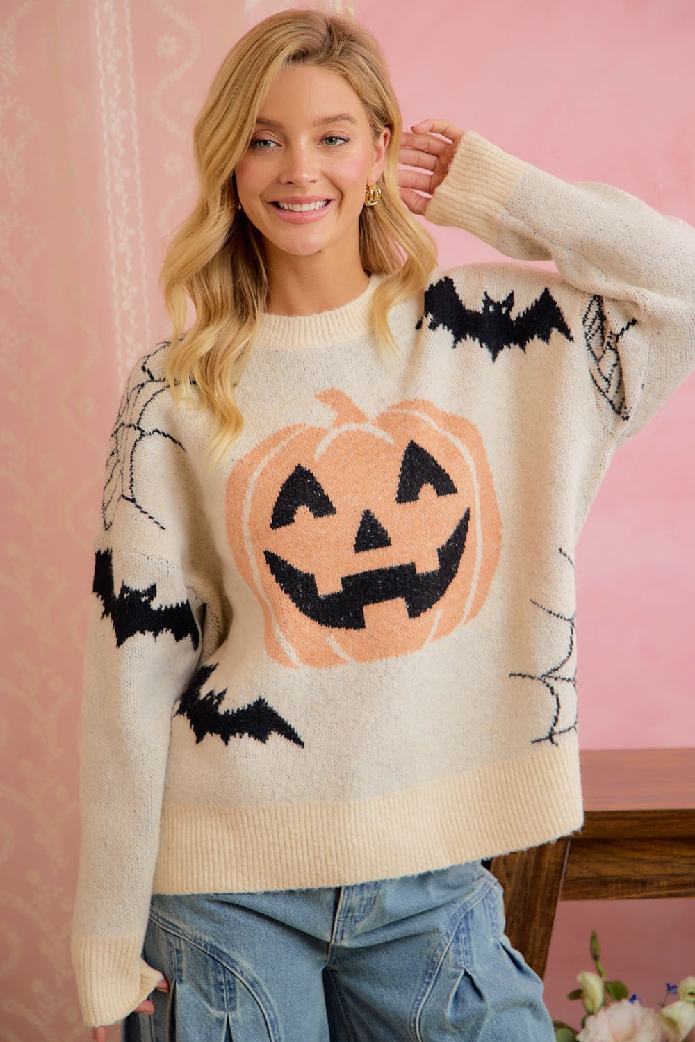 BB Pumpkin Bat Knit Sweater