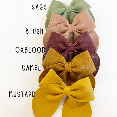 Faux Leather Bow Hair Clips