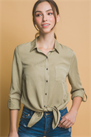 Load image into Gallery viewer, LT Blue Tencel Long Sleeve Button Up
