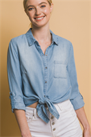 LT Blue Tencel Long Sleeve Button Up