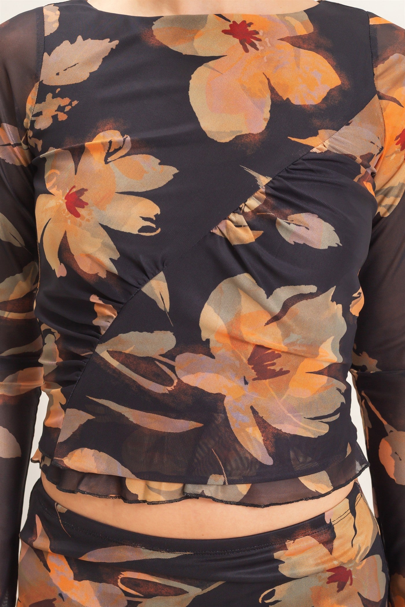 HF Floral Mesh Top and Skirt SET