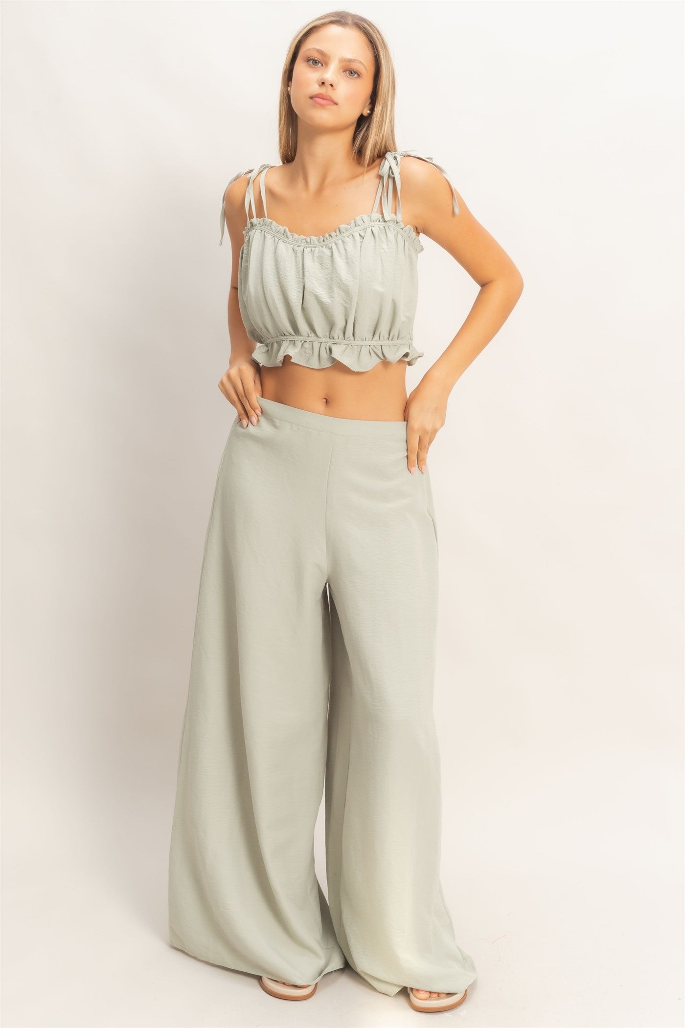HF Ruffled Wide Leg Pant Set