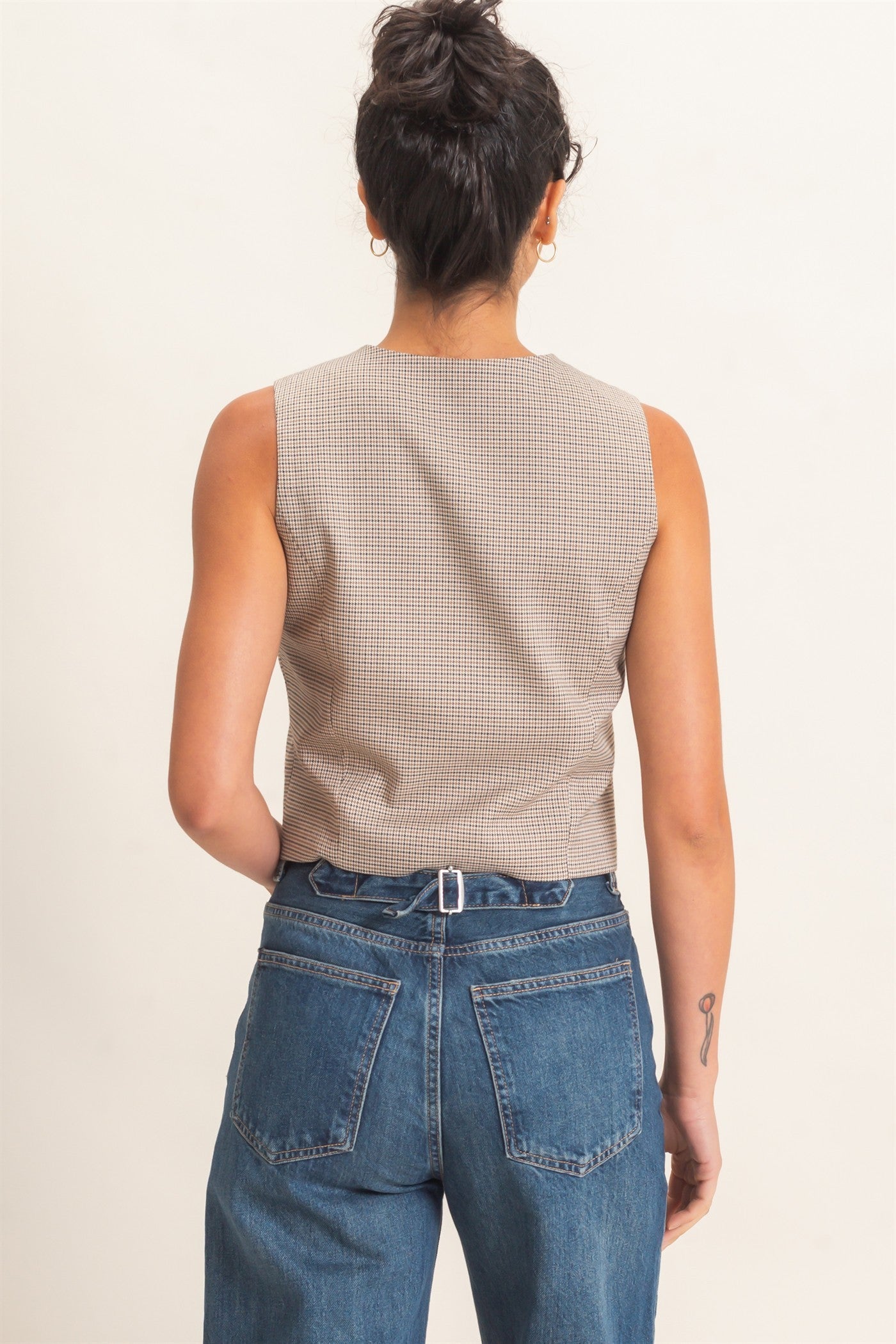 HF Houndstooth Buttoned Vest