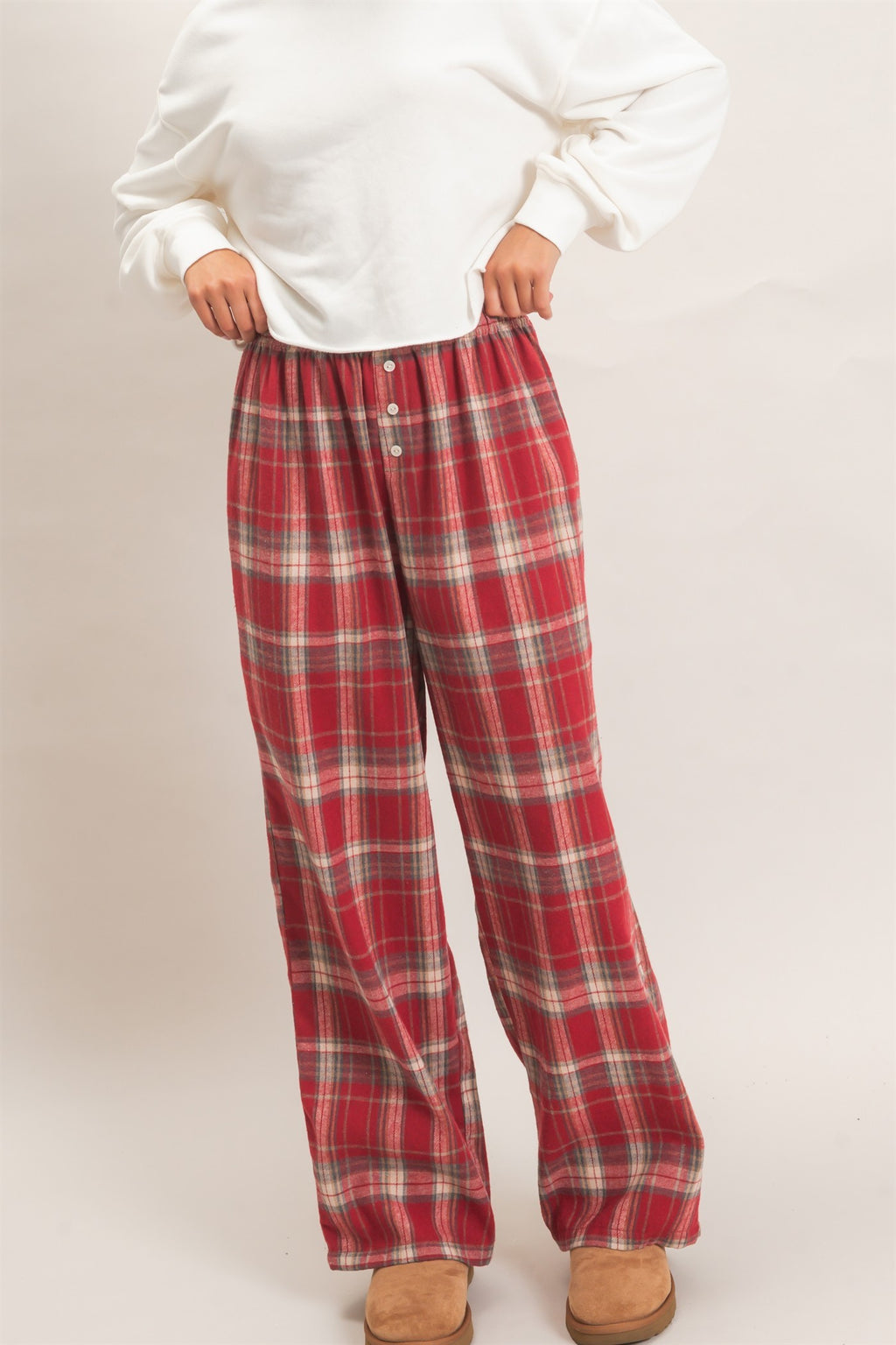 DZ Plaid Button Front Pants