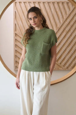 BP Olive Mock Neck Pocket Sweater