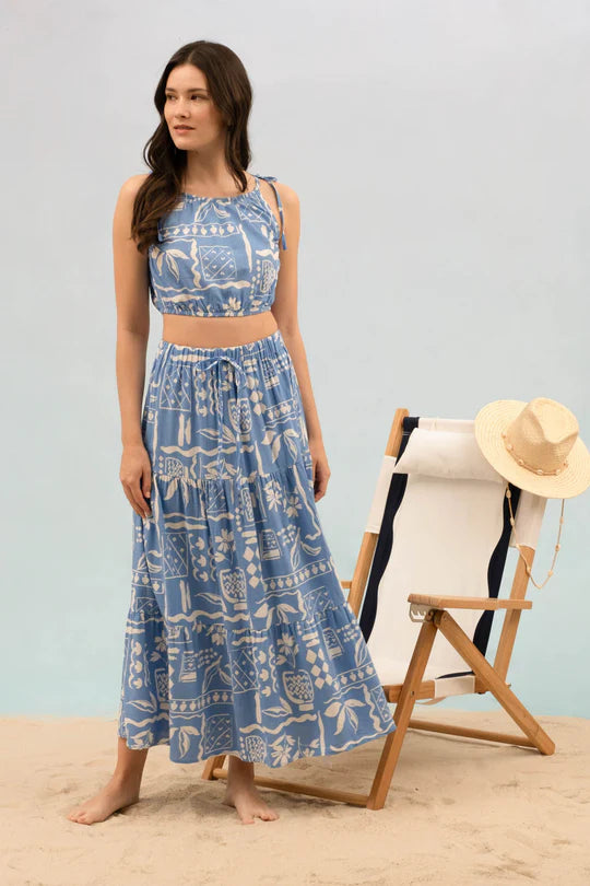 BP Blue Print Midi Skirt