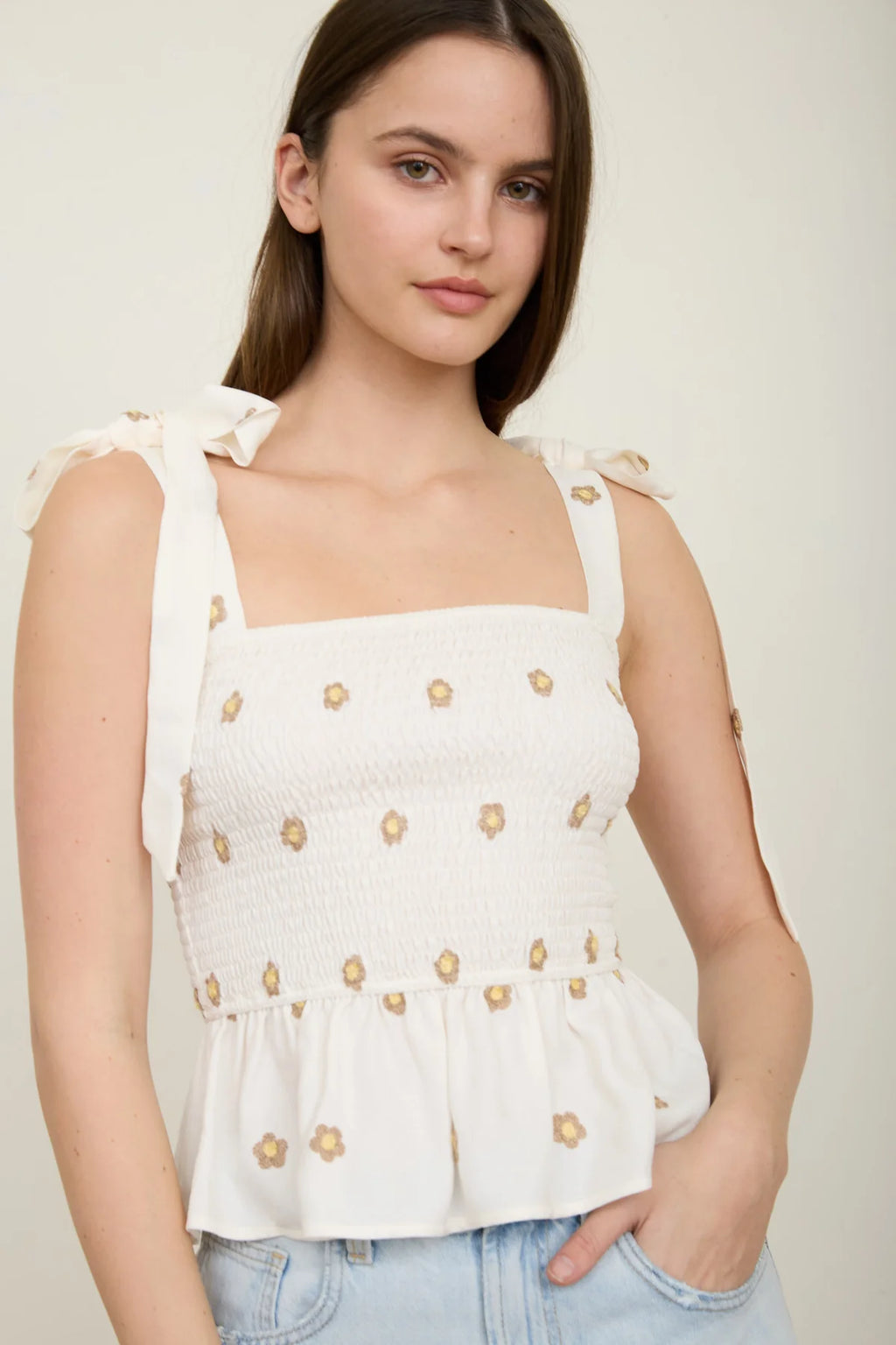 BP Daisy Smock Tie Top