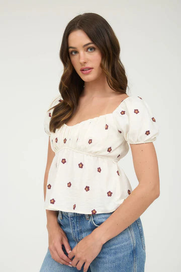 BP Cream Floral Babydoll Top