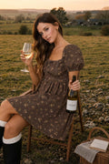BP Floral Puff Sleeve Square Neck Mini Dress