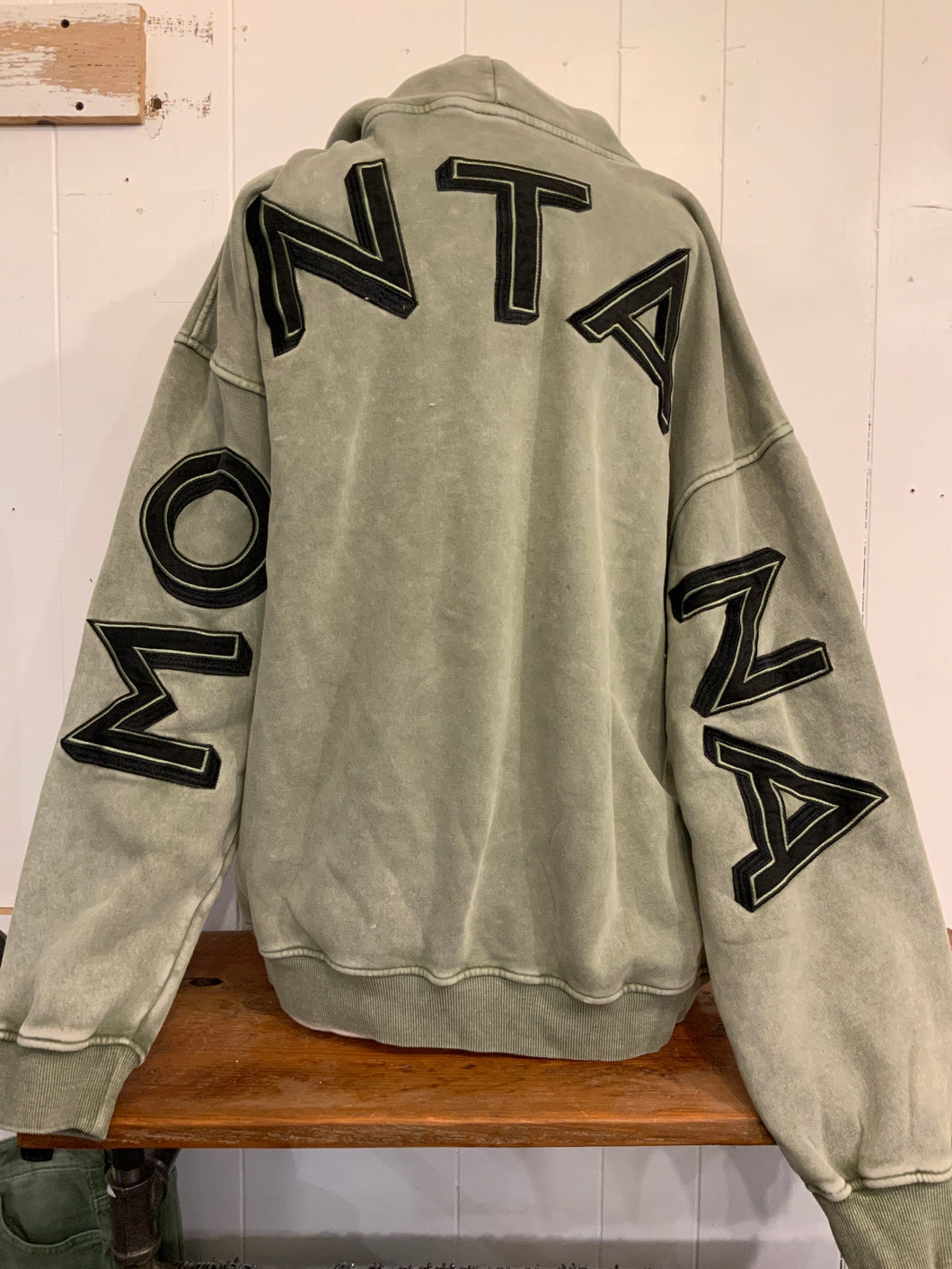 Olive Back Embroidered Montana Hoodie
