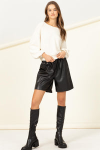 HF Black Pleather Shorts