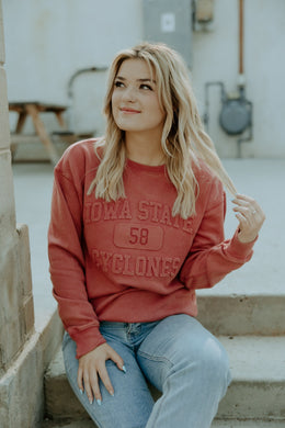 GD ISU Washed Red Embossed Crew