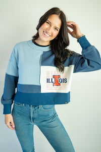 GD Blue Combo Illinois Crop Sweater
