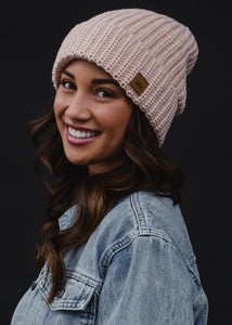 Pan Blush Cuffed Knit Beanie