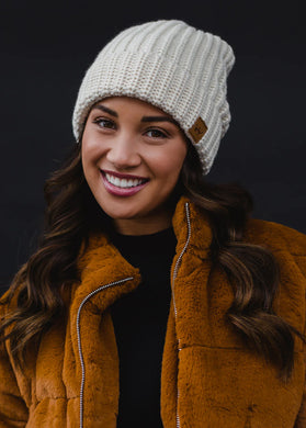 Pan Ivory Cuffed Beanie