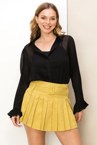 HF Sheer Button Front Blouse
