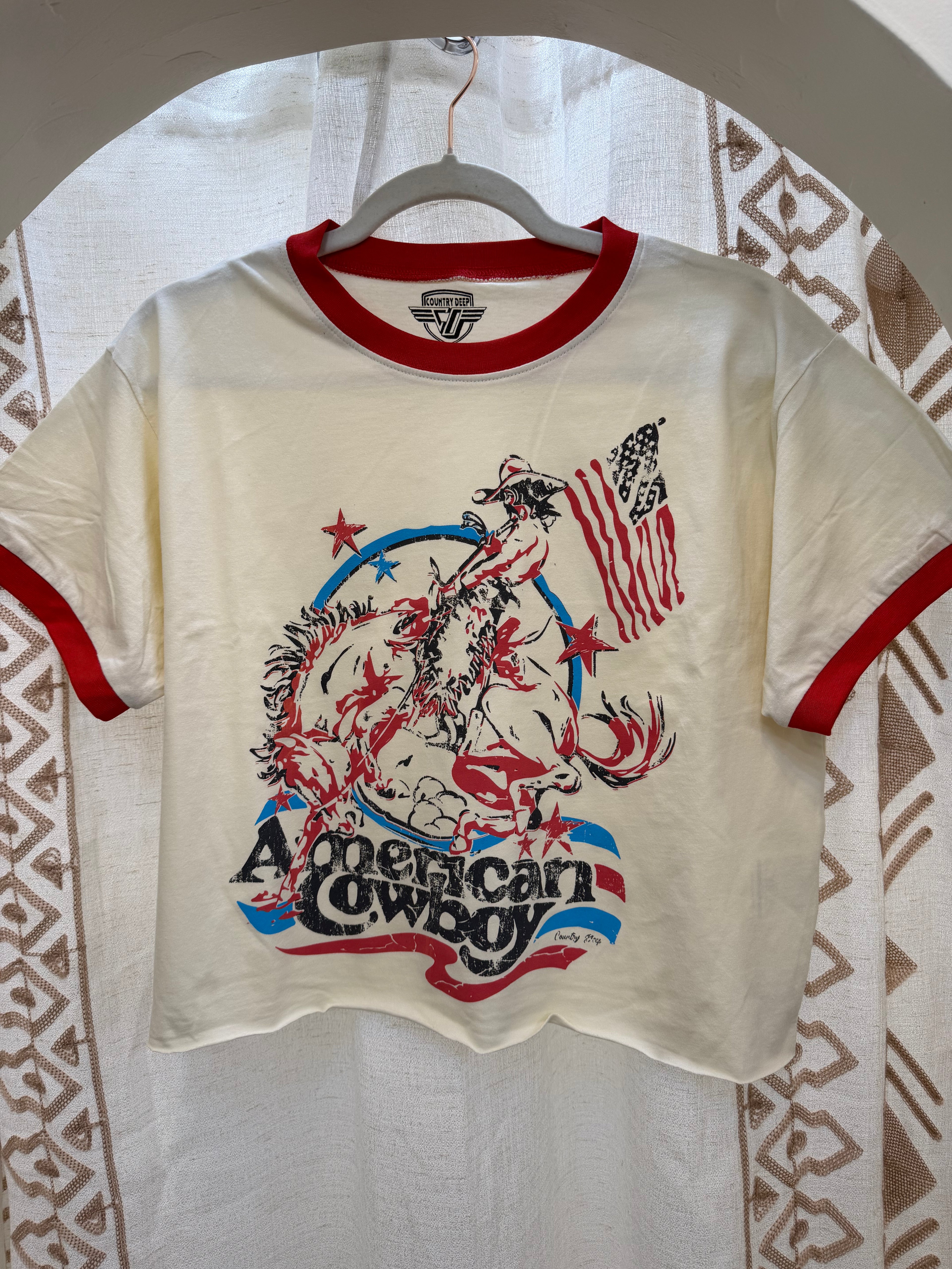 CD American Cowboy Crop Ringer Tee