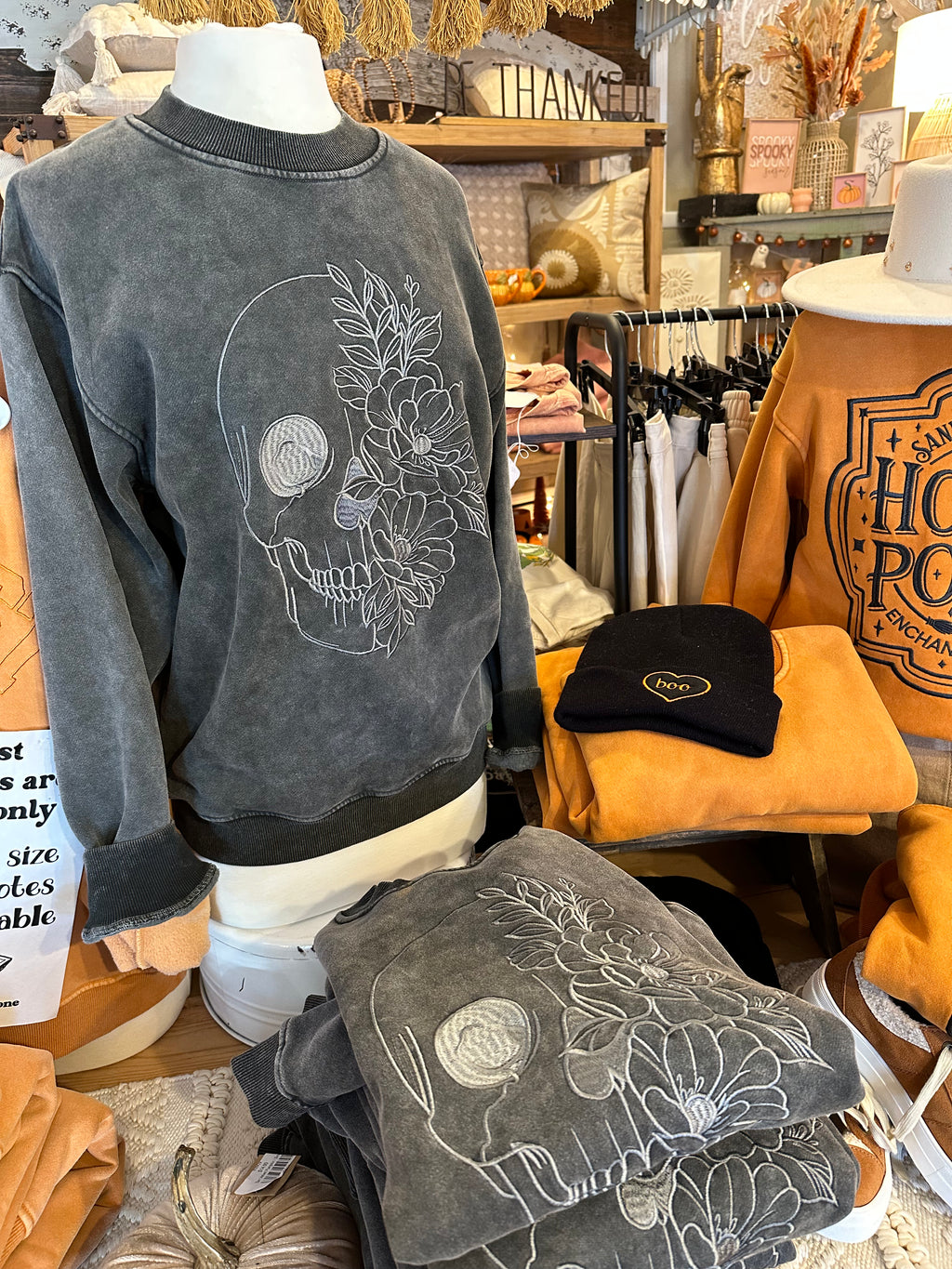 Embroidered Skull Crewneck