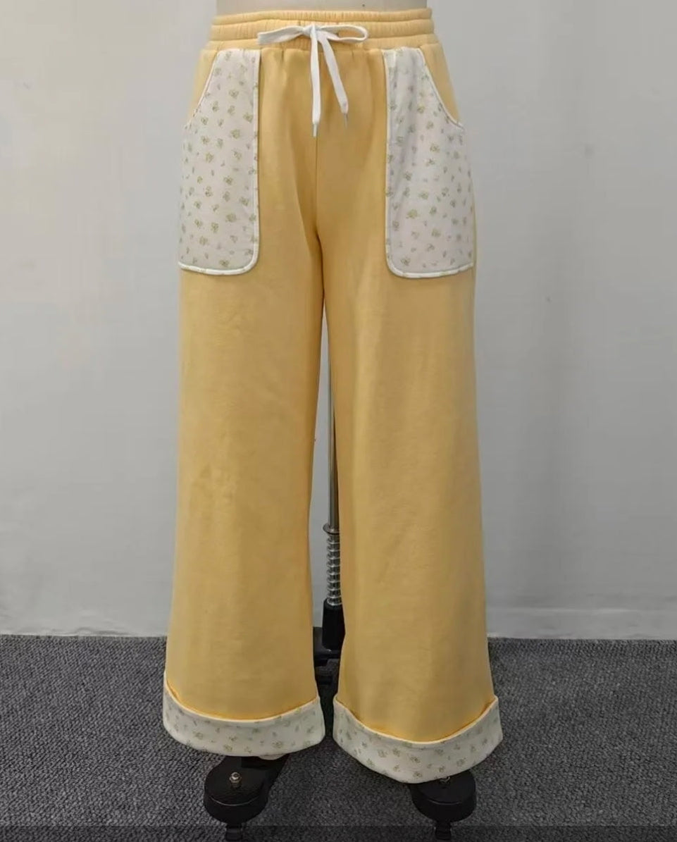 Yellow Floral Sweatpants