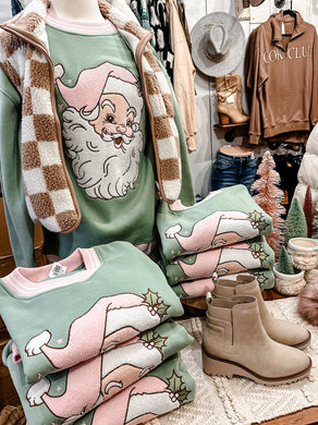 Embroidered Santa Face Crewneck