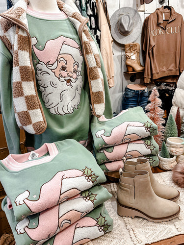 Embroidered Santa Face Crewneck