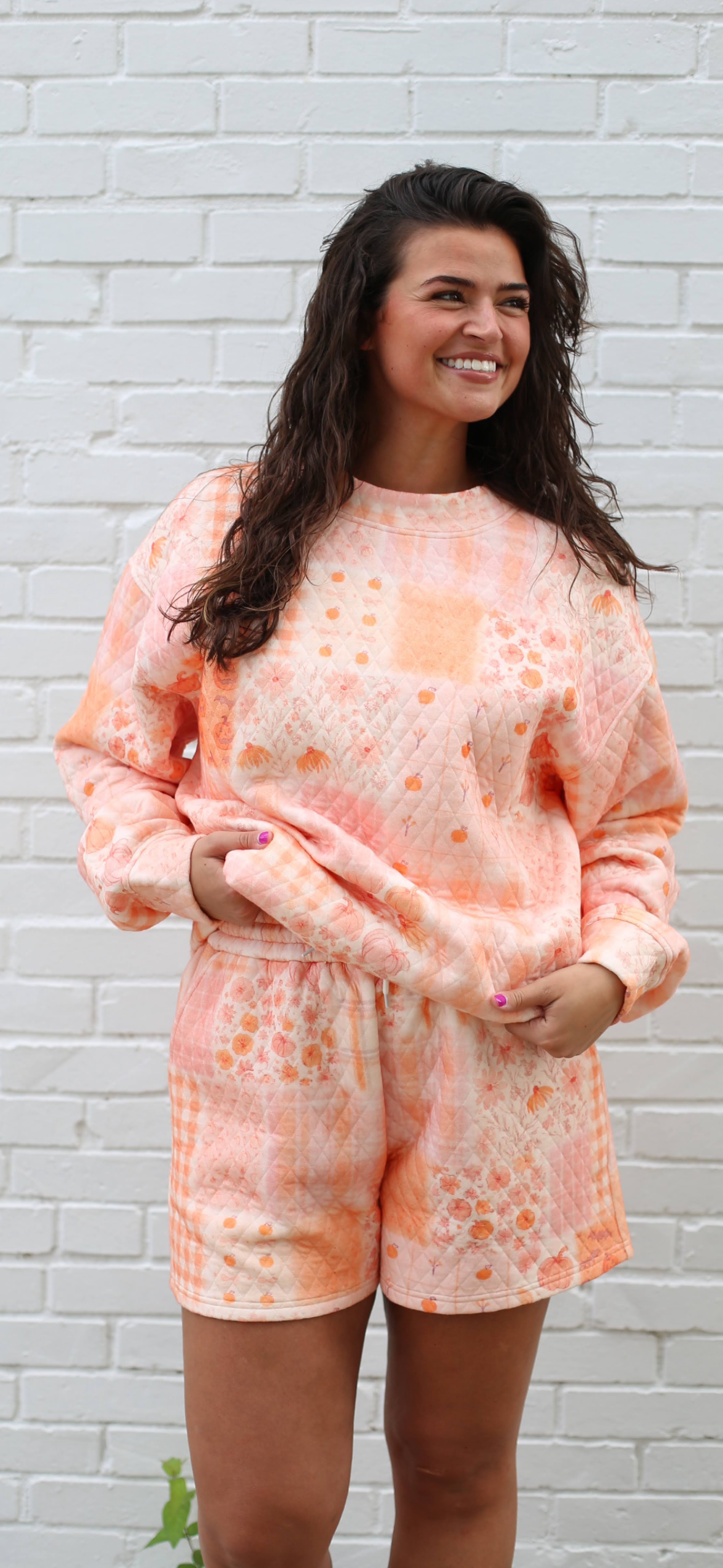 Quilted Pink Pumpkin Mockneck