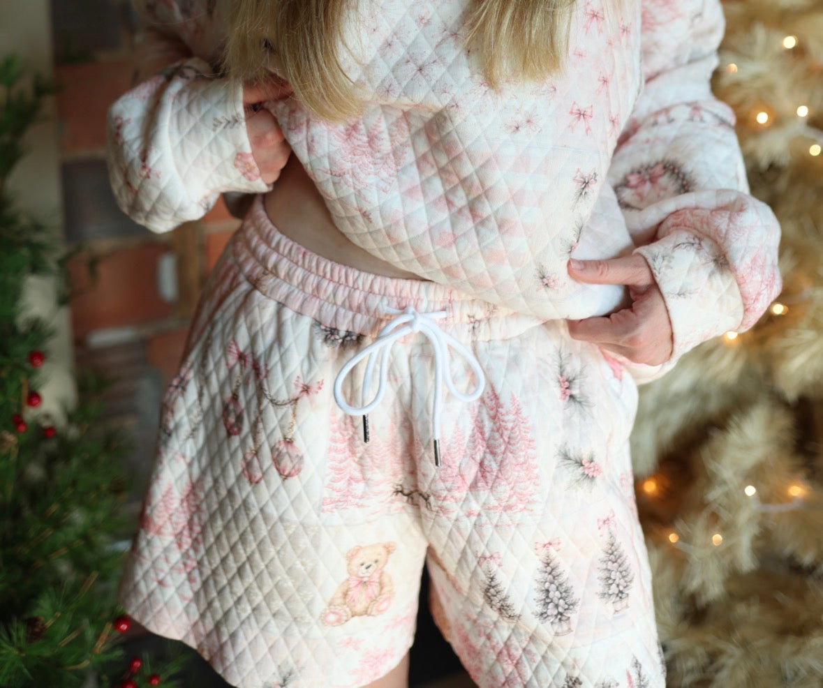 Quilted Pink Christmas Shorts