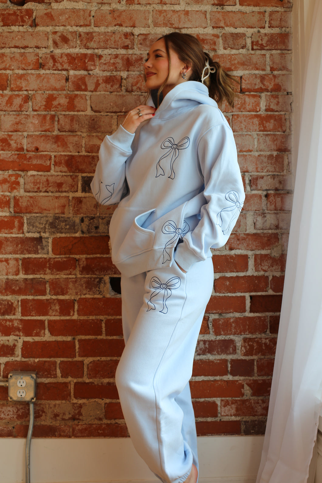 Embroidered Bow Joggers