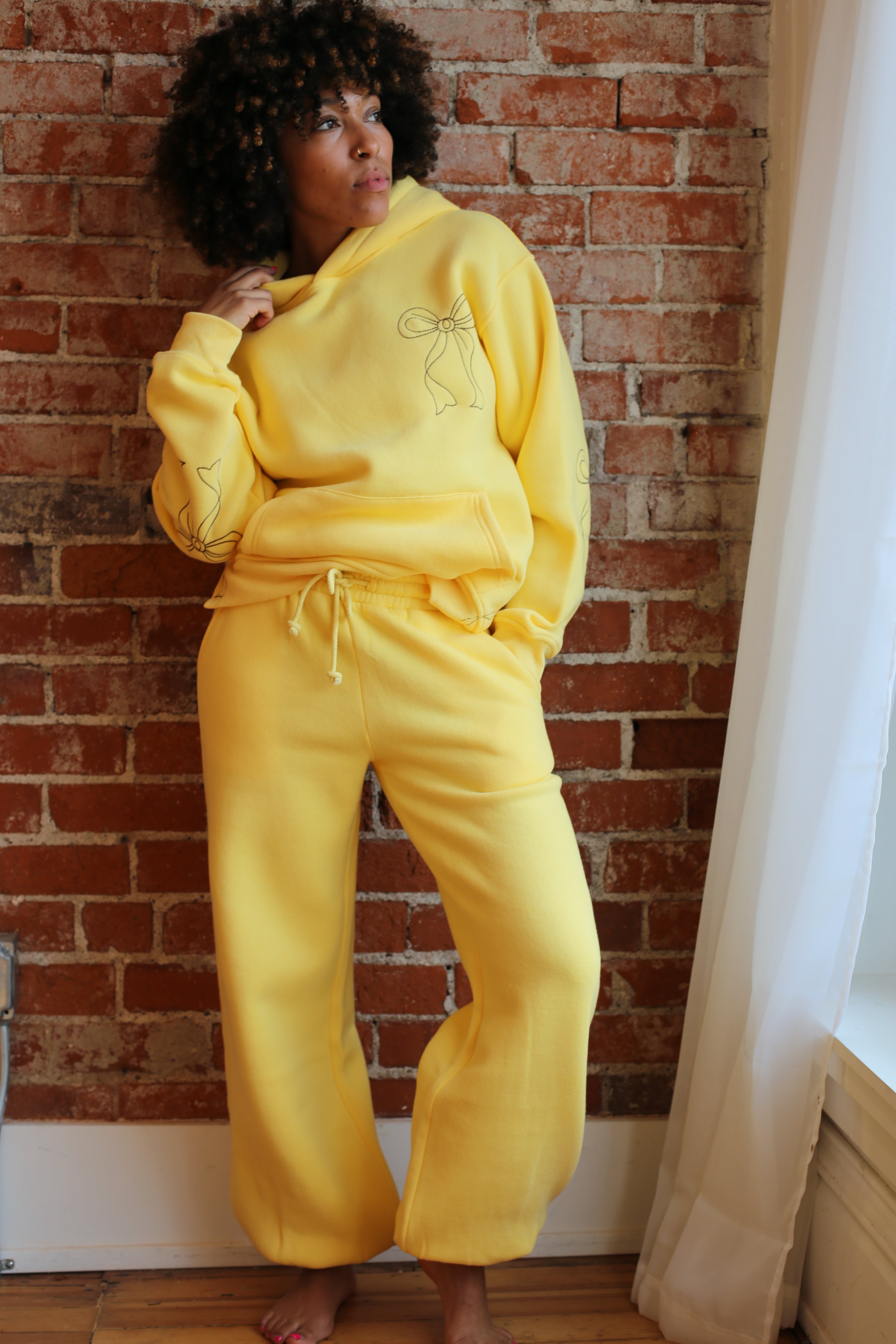 Embroidered Bow Joggers