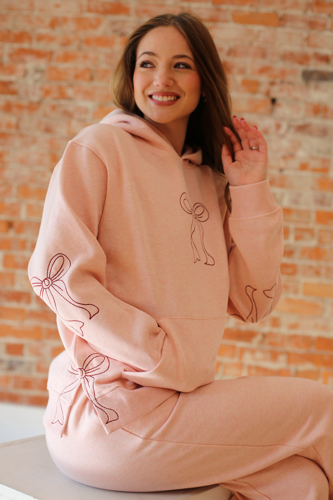 Embroidered Bow Hoodie