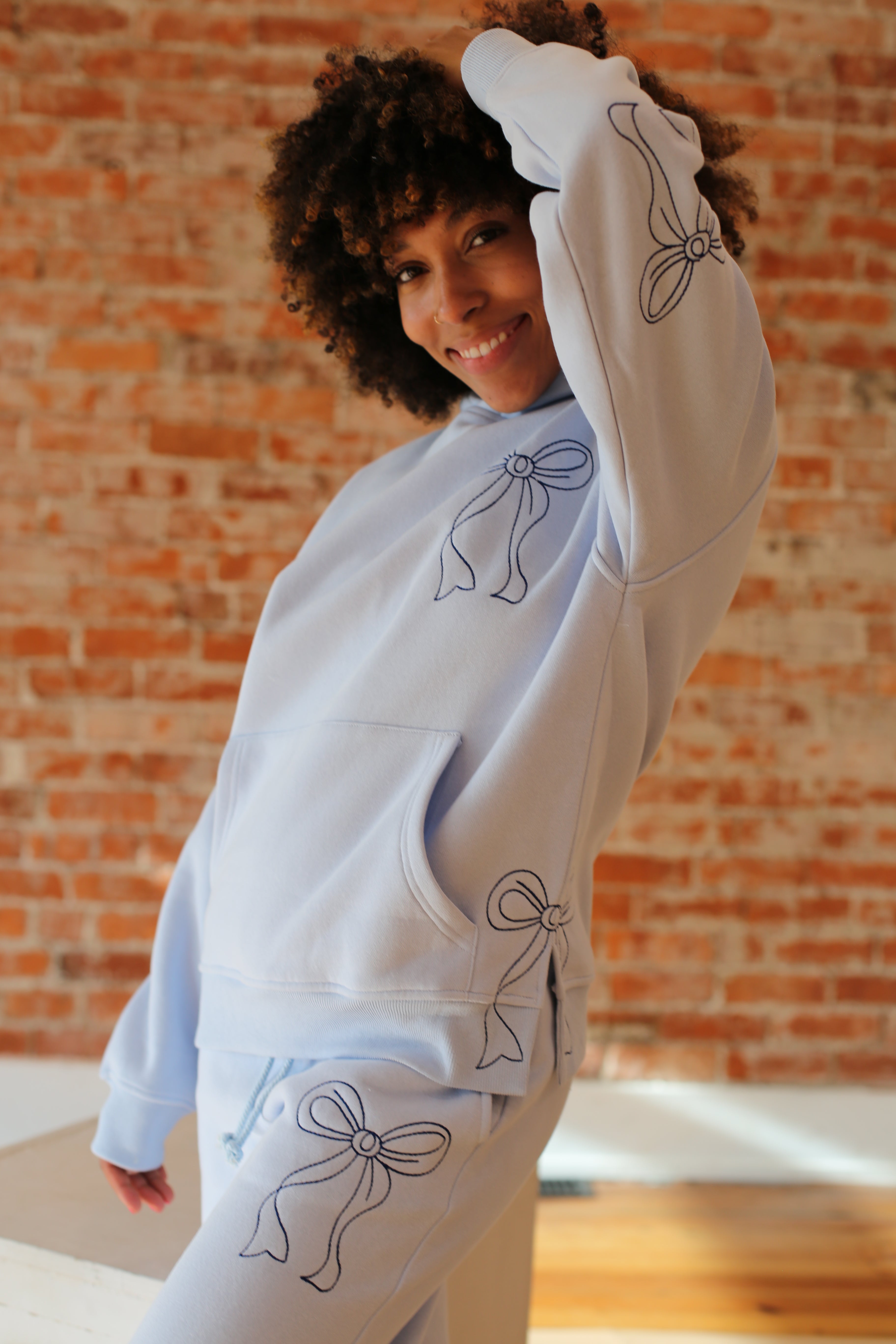 Embroidered Bow Hoodie