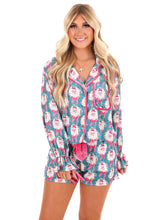 Load image into Gallery viewer, PL Satin Santa &amp; Bow Prints Pajama Set