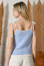 Load image into Gallery viewer, BP Stripe Crochet Knit Tie Strap Cami