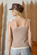 Load image into Gallery viewer, BP Stripe Crochet Knit Tie Strap Cami
